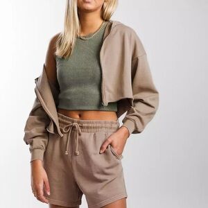 Gilded Intent Tan sweater SIZE L and shorts SIZE M set